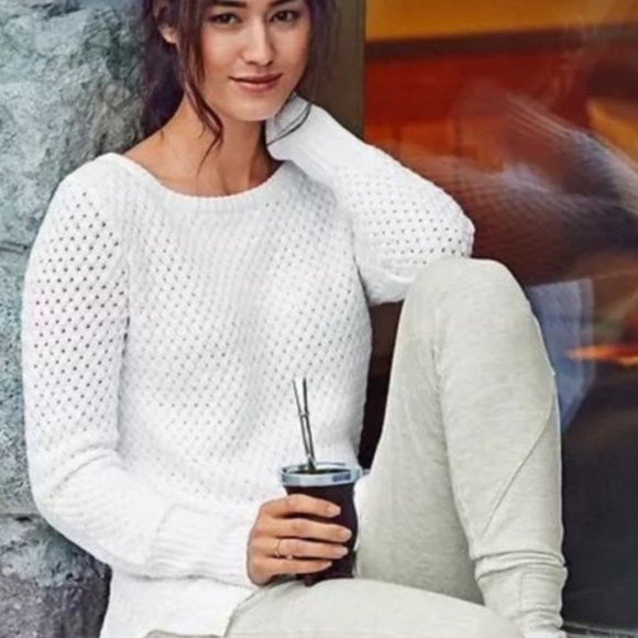 Athleta Sweaters - Athleta Basketweave Sweater Wool S Ivory